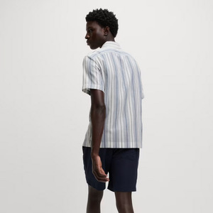 <b>Men's</b> 2025 Stand Collar <b>Long</b> <b>Sleeve</b> Formal <b>Shirts</b> <b>Striped</b> Pattern Flannel Yarn Dyed Breathable Knitted Custom Logo Autumn Season - Product Image 4