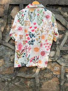 ¡Conjunto de pijama Sun Flower! Conjunto hecho a mano de pijama de algodón orgánico Conjunto de Camisa de algodón para mujer con pantalones cortos y bolso Boho Hippie Unisex - Product Image 4