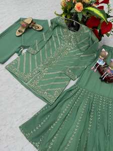 Salwar Kameez pakistanaise vert émeraude, kameez long de mariage pakistanais avec pantalon Palazzo, robe de fiançailles Nikkah Mehndi - Product Image 4