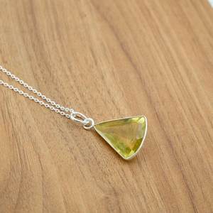 925 plata esterlina elegante cuarzo facetado joyería AAA + CALIDAD genuino limón cuarzo piedra preciosa collares colgantes hechos a mano - Product Image 3