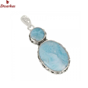 Collier en argent sterling 925 de haute qualité avec pierre de larimar sertie dans un cadre élégant, cadeau élégant pour femmes/unisexe, fabrication artisanale, fournisseur en gros - Product Image 1