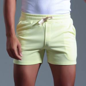 Pantalones cortos atléticos para correr para gimnasio para hombre con bolsillos 100% algodón cristal sólido secado rápido transpirable cintura elástica entrenamiento Jogger Shorts - Product Image 5