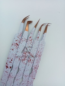 แหนบขนตาปลอม90องศาสีขาวสำหรับบูตแบบมืออาชีพปากคีบสำหรับต่อขนตาปลอมสีโรสโกลด์ออกแบบโลโก้ได้ตามต้องการ - Product Image 3