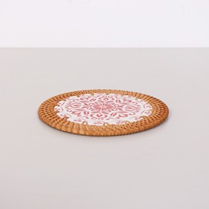 Assiettes rondes en céramique de rotin rouge chargeurs de plaques naturelles en gros pour les décorations de table du dîner - Product Image 2