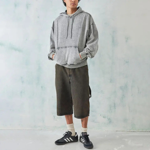 Sweat-shirt à capuche en coton 100% en gros, lavage à l'acide, qualité supérieure, logo personnalisé, fabricants, sweats à capuche lourds pour hommes - Product Image 4