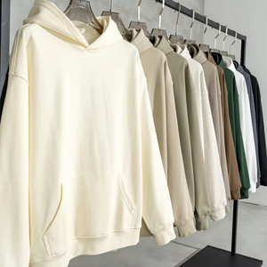 เสื้อมีฮู้ดแนววินเทจของผู้ชายผ้าฝ้าย100% 500 GSM โอเวอร์ไซส์เสื้อฮู้ดโอเวอร์ไซส์มีซิปมีรอยขาด - Product Image 1