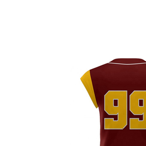 Women Baseball Jersey <b>Maroon</b> Yellow Sleeveless Button Front 99 Print Breathable Polyester Sport Apparel - Product Image 5