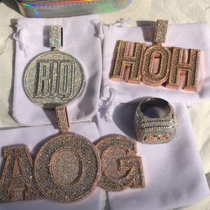 VVS Moissanite Blanc & Bleu Saphir Diamant Glacé Hip Hop Pendentif Bijoux Pass Tester Plaqué Or VVS Moissanite Diamants - Product Image 4