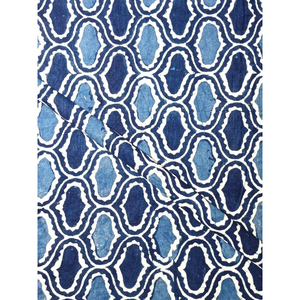 High Quality Indigo Block Print Jeans Fabrics Competitive New Dress Woven Cotton <b>Denim</b> - Product Image 3