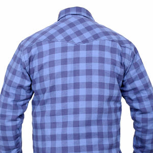 <b>Mens</b> Womens Custom Plaid Armored Biker Protective Shirt Blue Anti Tear Water Repellent Brushed Cotton Plus Size Riding Gear - Product Image 4