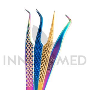 Pinzas profesionales de Extensión de pestañas de acero inoxidable de alta calidad, mango de diamante, punta de fibra puntiaguda para extensiones de pestañas de volumen - Product Image 5