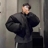 Streetwear personnalisé blouson aviateur pour hommes tissu nylon tissu noir satin de nylon veste surdimensionnée épaisse recadrée doudoune aviateur