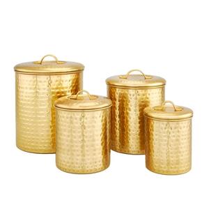 Gold Plated Metal <b>Canister</b> Round Shape Handmade Designer <b>Set</b> <b>Of</b> Three Classic Stylish Wholesale Luxury New Metal <b>Canister</b> - Product Image 5