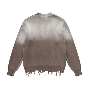 Sudadera de punto para hombre, de algodón grueso, estilo oversize, con efecto lavado vintage, degradado y desgastado, moda de invierno 2026, al por mayor - Product Image 5