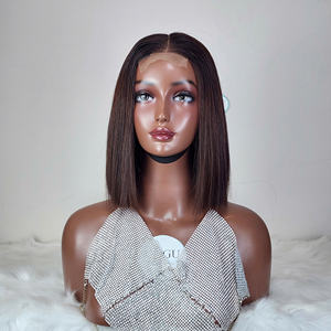 Perruque vietnamienne en dentelle HD transparente brune, 100% cheveux humains vierges, sans colle, dentelle double trame, haute densité, soyeuse, couleur os - Product Image 1