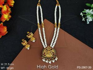 Conjunto de colgante de templo de oro alto, joyería tradicional, esmalte, fiesta, diseñador, moda - Product Image 2