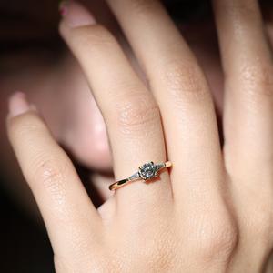 5MM conique Baguette côté pierres 925 argent coupe CZ bague de fiançailles plaqué or jaune Solitaire bijoux de mariée diamant principal - Product Image 3