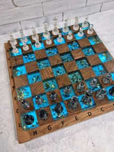 ชุดกระดานหมากรุกทำจากไม้และเรซินกล่องเกมหมากรุกทำจากเรซินสีแดงสุดหรูงานหัตถกรรม tayyab - Product Image 5