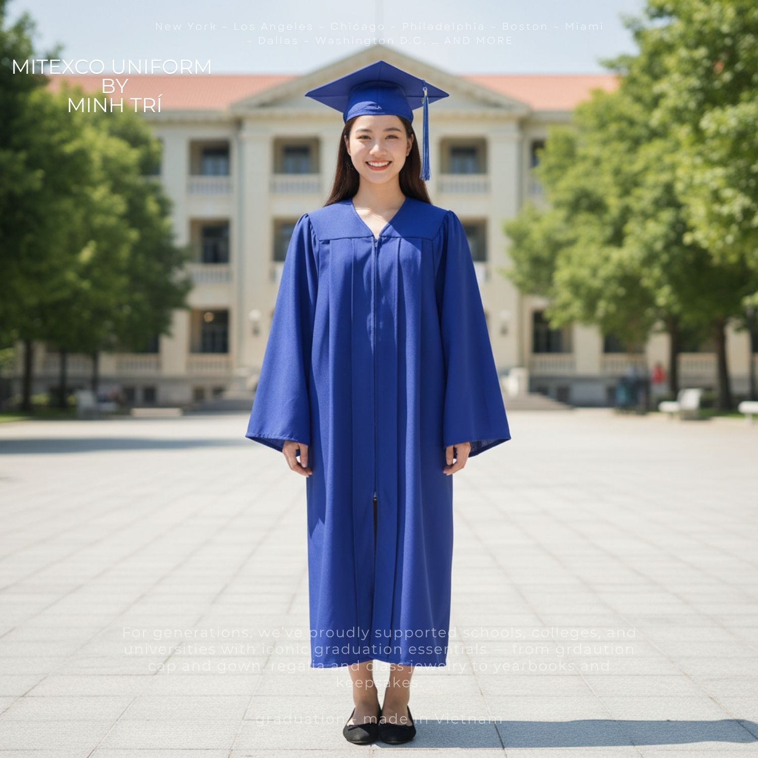 green emerald velvet dress Matte Royal Blue Graduation Cap; Gown & Tassel Set|College 5'6
