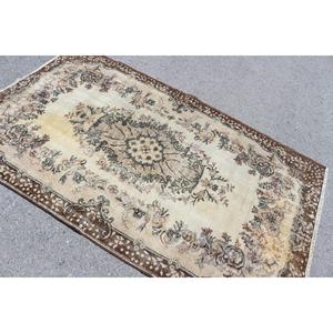 Tapis vintage turc 4,1x7 pi (126x213 cm), tapis brun ombré - Product Image 4