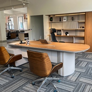 Executive CEO Executive Suite <b>Office</b> <b>Computer</b> Table Set Extendable Modern Wooden Desk Furniture Workstation Manager Table - Product Image 3