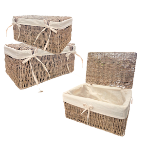 PRODUIT VENTE CHAUDE Panier rectangulaire en jonc de mer avec couvercle Idéal pour le stockage et l'organisation des aliments - Product Image 1