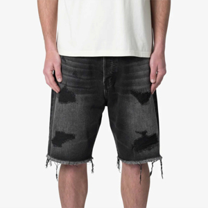 Pantalones cortos de mezclilla desgastados personalizados de alta calidad, pantalones cortos de mezclilla rasgados de verano ajustados informales de alta calidad para hombres, transpirables OEM 2025 - Product Image 1