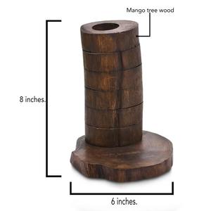 Porte-bougie en bois au design unique et artistique pour la décoration de la maison, éclairage subtil, accent de table, artisanal en provenance d'Inde - Product Image 2