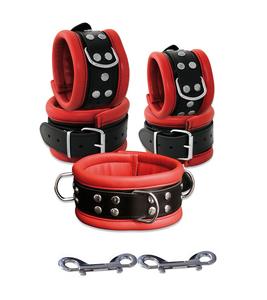 Leather <b>Bondage</b> Set Collar & <b>Cuffs</b> - Product Image 1
