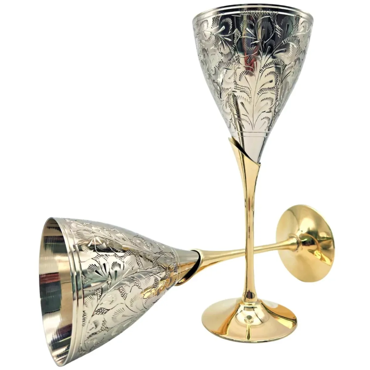 Латунный металлический бокал ручной работы, металлический блестящий полированный бокал для вина, серебряный и золотой цвет, принадлежности для питья и вина