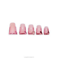 Faux ongles à presser en strass, tons de peau brillants, bec de canard, faux ongles 3D en diamant avec design de charme en forme de cœur