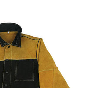 Chaqueta de soldadura de cuero marrón y azul unisex, chaquetas de seguridad de trabajo de cuero de vaca dividido de alta resistencia para soldadores, chaquetas de seguridad - Product Image 2