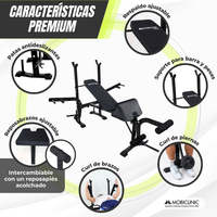 Banc de musculation multifonctionnel en acier 148x180x110.5cm Support d'haltères pliable et réglable 250kg Pressfit Mobiclinic Logo personnalisé plat