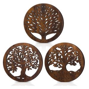 Tree Wooden <b>Trivets</b> Rustic Round Wooden Plate & Pot Holder for <b>Kitchen</b> & Dining - Product Image 2