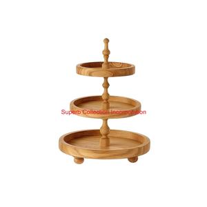 Vente chaude Design élégant blanchi à la main en bois 2 niveaux plateau de service pour la décoration intérieure de mariage et d'affichage de fête - Product Image 5
