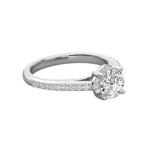 Bague solitaire en or 14 carats avec diamant rond brillant pour femme - Product Image 5