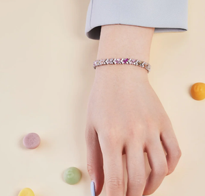 Dainty Exquisite Flower Shape Daily <b>Bracelet</b> Tennis <b>Bracelet</b> <b>Sterling</b> 925 <b>Silver</b> Luxury <b>Bracelet</b> with Diamond - Product Image 2