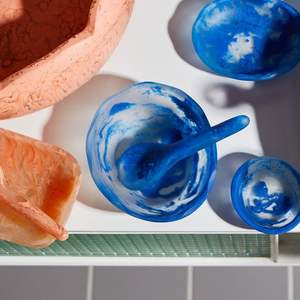 NATURAL RESIN VIBRANT HANDMADE 100% Resin Salad Servers Set for Home and Hotel Use Includes <b>Ice</b> <b>Cream</b> Spoon Salad Serving - Product Image 1