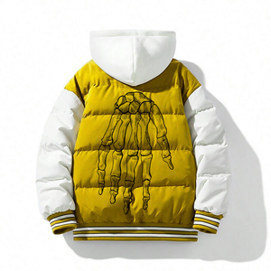 Vêtements décontractés hommes coupe-vent extérieur automne et hiver hommes cajou fleur imprimé à capuche coton veste épaisse manteau - Product Image 4