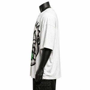 เสื้อยืดโอเวอร์ไซส์สีขาวลายกราฟิกผ้าฝ้ายสตรีทแวร์ผู้ชายทรงดรอปไหล่ รับผลิตตามสั่ง ขายส่ง - Product Image 4