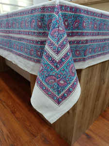 Nappe 100% Coton Faite à la Main, Imprimée au Bloc, Motif Floral, Lavable et Absorbante, Emballage Personnalisé, Bordure Craie - Product Image 3