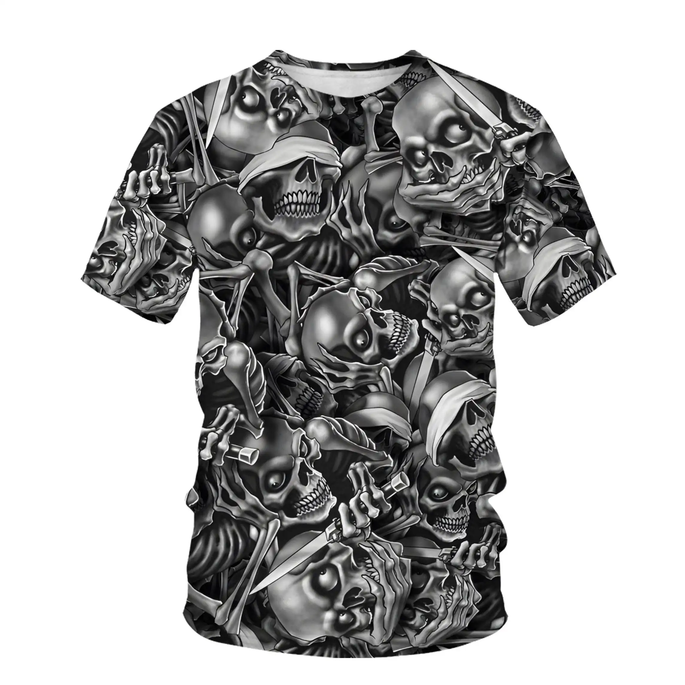 पुरुषों के लिए ग्रिम रीपर टी शर्ट 3डी हेवी मेटल स्कल टी शर्ट कस्टम टीशर्ट डिजाइन ग्राफिक प्रिंट पंक रॉक टॉप पुरुषों की टी-शर्ट