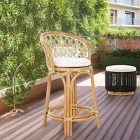 Chaise de bar en rotin durable et écologique pour intérieur/extérieur, design minimaliste, confortable, idéale pour salon, chambre, parc