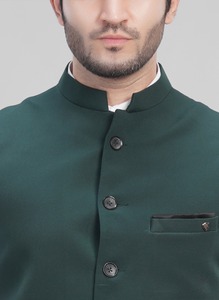 Gilet pour homme sur mesure de qualité supérieure, couleur vert foncé, pour mariages, cérémonies, marques de mode disponibles au prix d'usine - Product Image 4