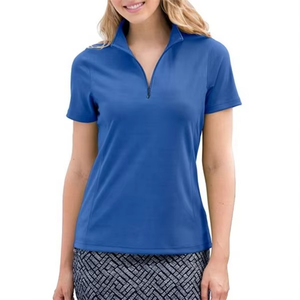 Ladies Girls Active Wear Short Sleeve <b>Zip</b> <b>Up</b> Women <b>Polo</b> Golf Summer Stylish Fashion T-shirt Sportswear Summer Wear Comfortable - Product Image 1