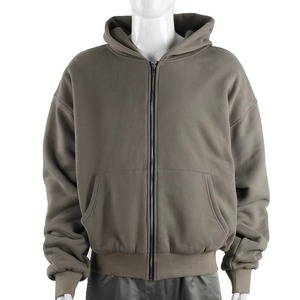 Sweat-shirts en molleton français de haute qualité, épais, 400 g/m², coton, logo personnalisé, sweat-shirts vierges pour hommes, surdimensionnés, vintage, lavage à l'acide, fermeture éclair intégrale - Product Image 4