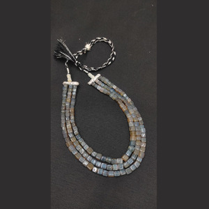 สร้อยคอลูกปัดหินโมราสีเทา3ชั้น,สร้อยคอลูกปัดหินธรรมชาติสไตล์โบโฮมีข้อความติดลูกปัดหินทำด้วยมือ - Product Image 6