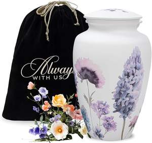 Urnas Funerarias Decorativas para Cenizas Humanas, para Cremación, Entierro, Hechas a Mano, Tamaño Grande, Flor Morada - Product Image 1