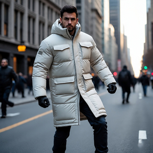 เสื้อแจ็คเก็ตบุนวมตัวยาวบุนวมบุนวมสำหรับผู้ชายเสื้อโค้ทแจ็คเก็ตลำลองกันลมเสื้อโค้ทยาวบุนวมสำหรับผู้ชาย - Product Image 2