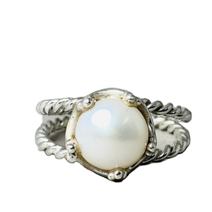 Vente en gros prix d'usine bague en argent sterling 925 avec perles d'eau douce et pierres précieuses bague de demoiselle d'honneur faite à la main et bagues de promesse pour les mariages - Product Image 1